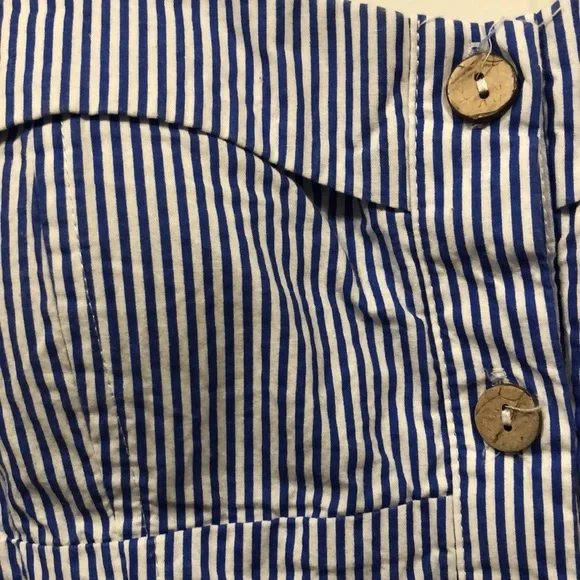 Anthropology Purple Snow dress woman’s medium m blue white pin stripe EUC - Picture 5 of 8